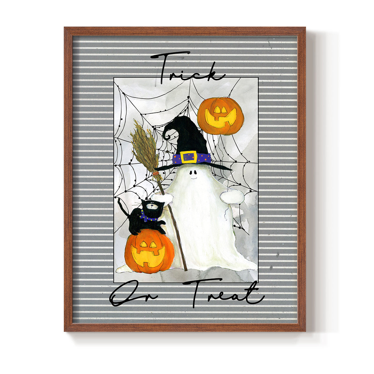 Trick or Treat Ghost - Restickable Framed Art Print