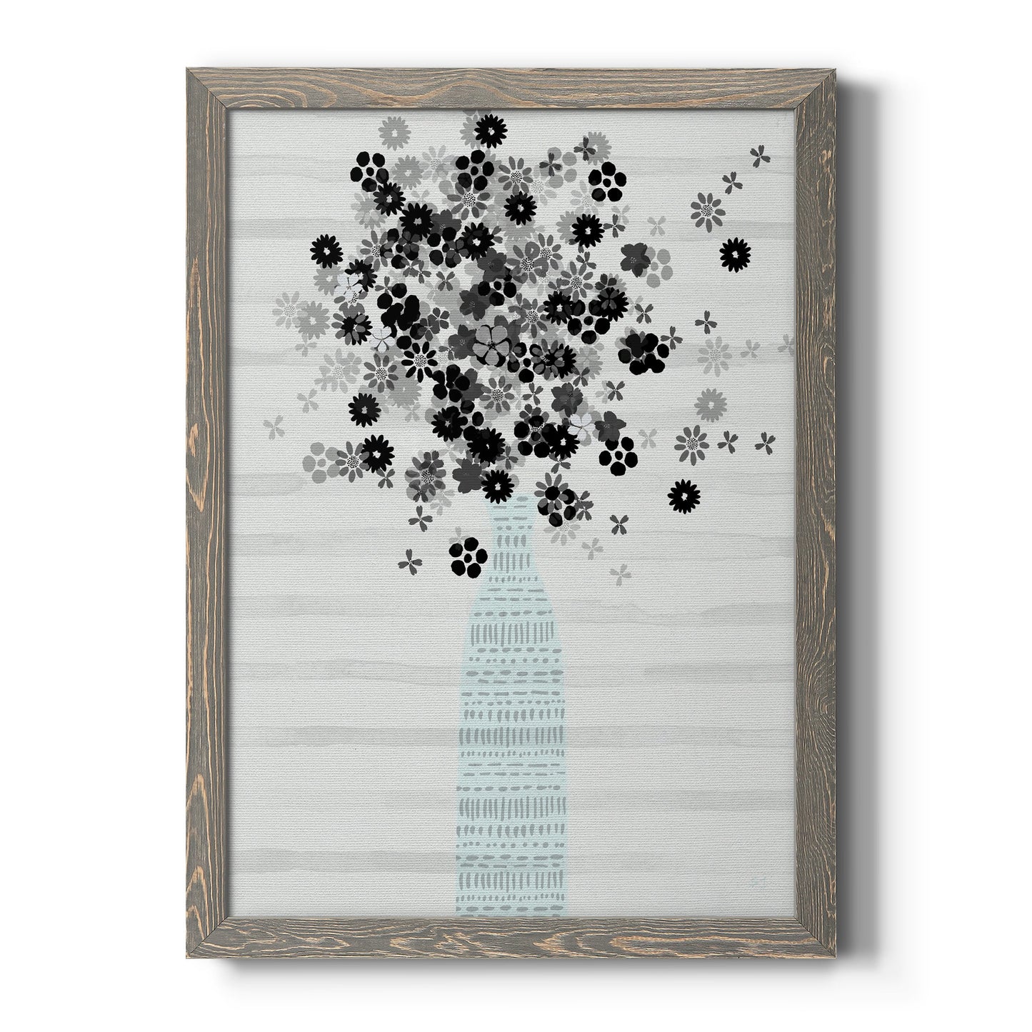 Bouquet of Black & White - Barnwood Framed Canvas Print