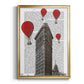 Flat Iron Building and Red Hot Air Balloons - Modern Framed Canvas Print