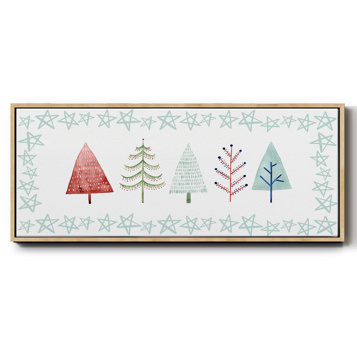 Christmas Tree Whimsy Collection C - Floater Framed Canvas Print
