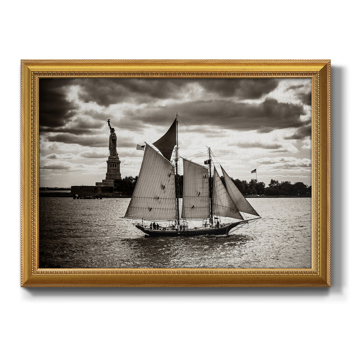 The Clipper & the Liberty Premium Framed Canvas- Ready to Hang