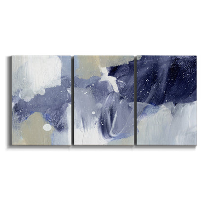 Three-panel canvas wall art featuring abstract sky break composition on white background.