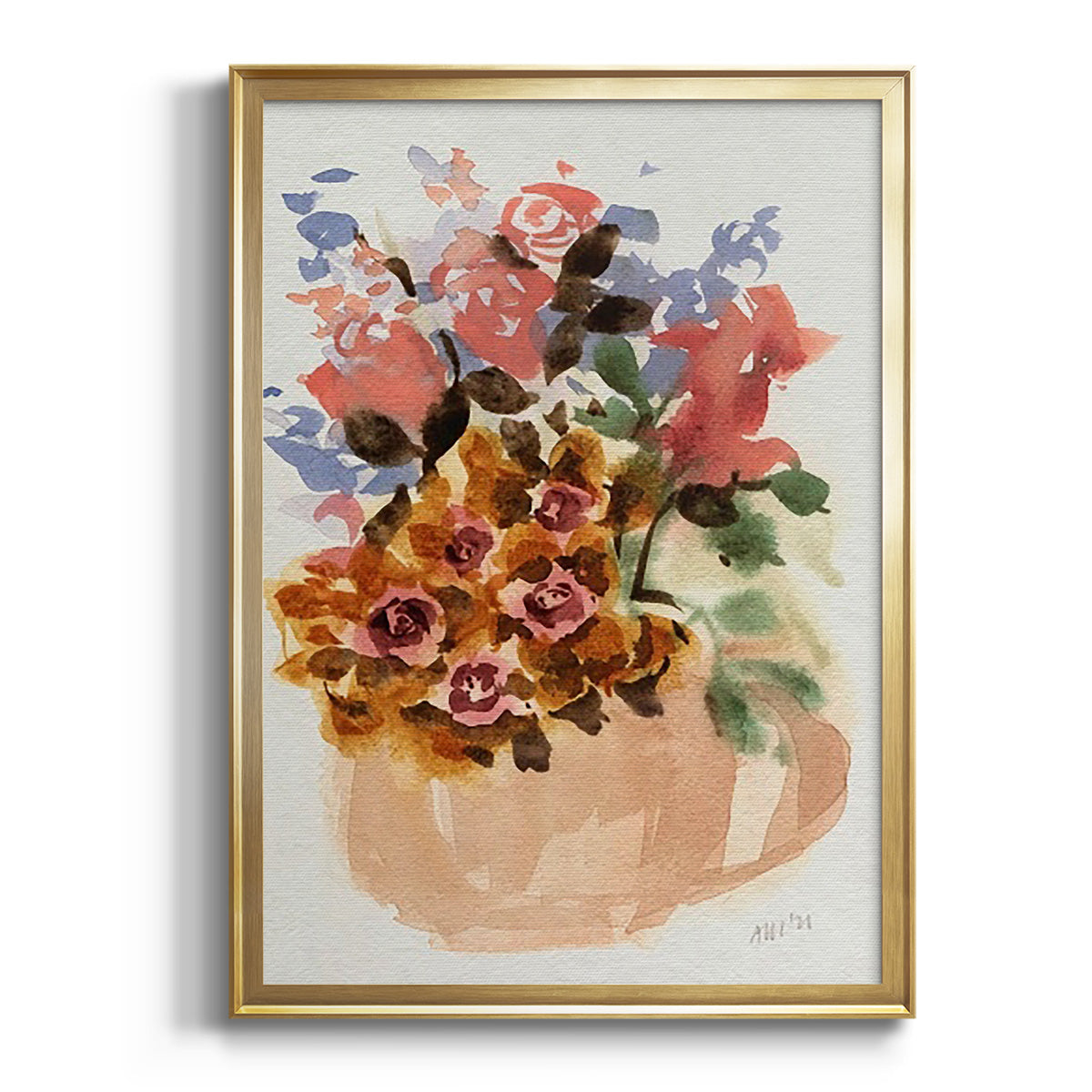 Mauve Bouquet in Teapot II - Modern Framed Canvas Print