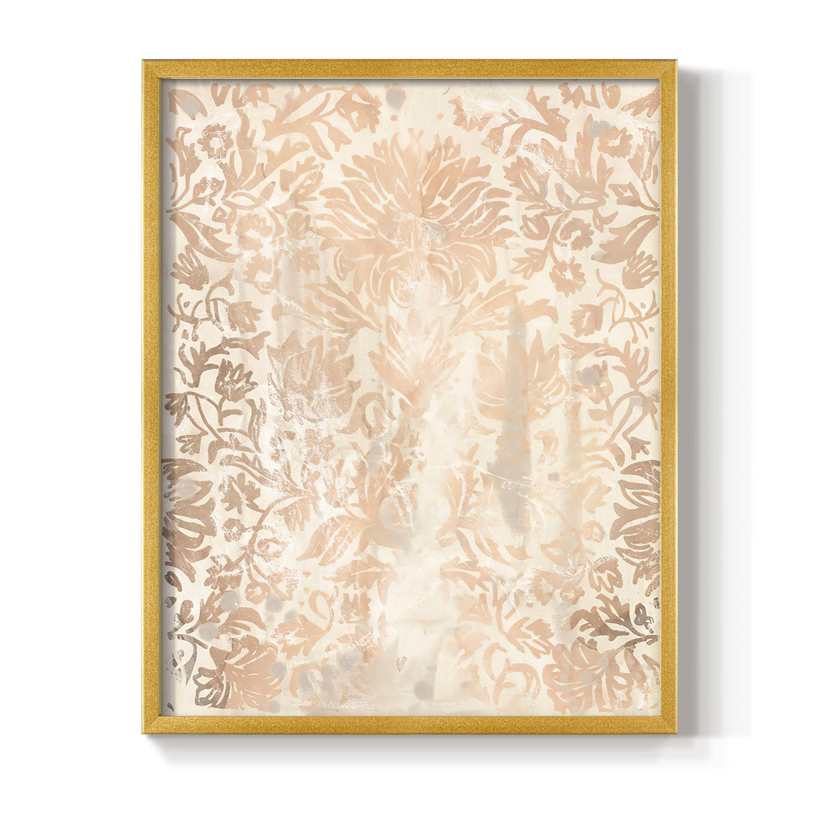 Walnut Damask IV - Restickable Framed Art Print