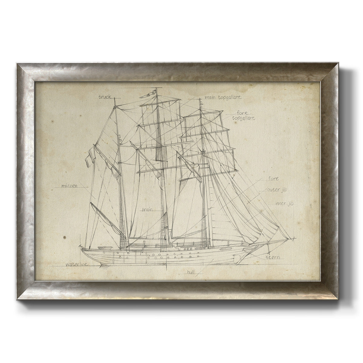 Sailboat Blueprint I Premium Framed Canvas- Ready to Hang