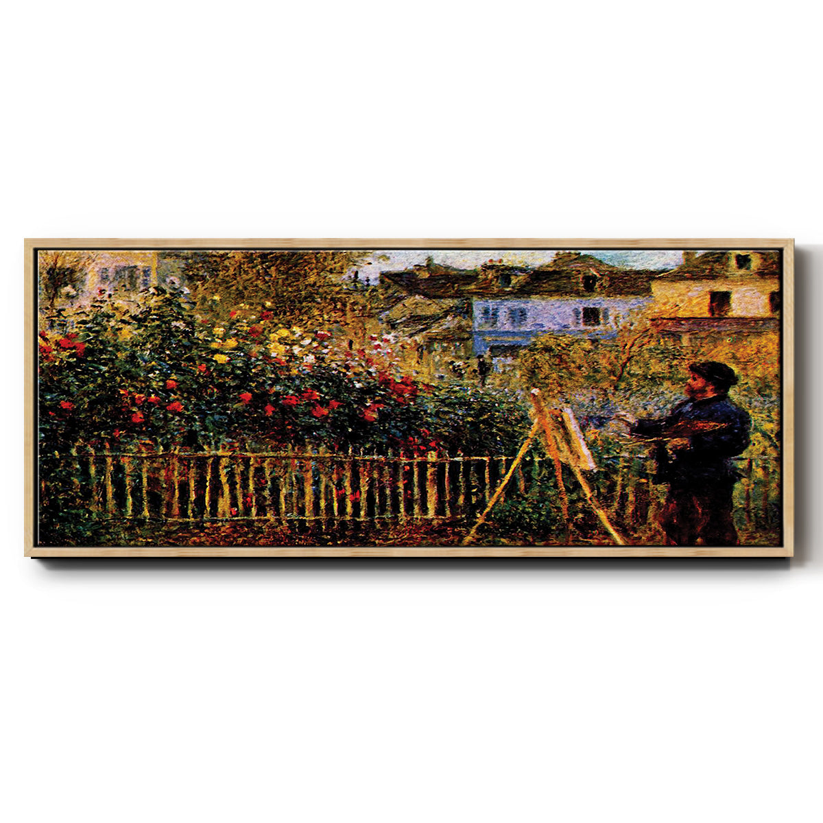 Monet Painting in His Garden in Argenteuil - Floater Framed Canvas Print