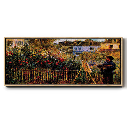 Monet Painting in His Garden in Argenteuil - Floater Framed Canvas Print
