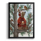 Lumberjack Bear Pine Tree Coffee Break - Modern Framed Canvas Print