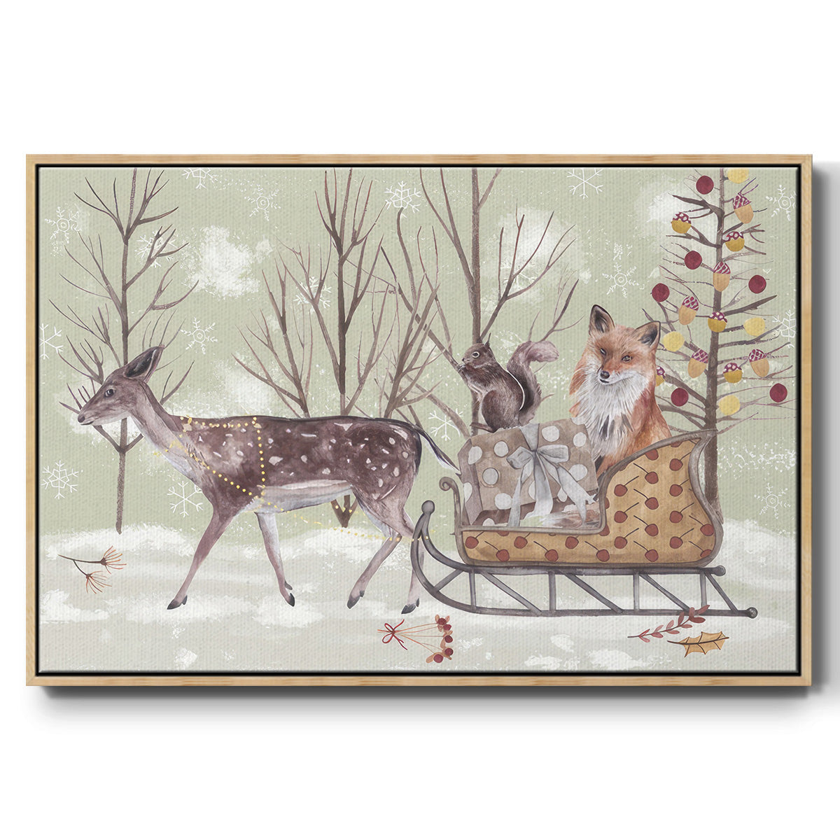 Christmas Time Collection A - Framed Gallery Wrapped Canvas in Floating Frame