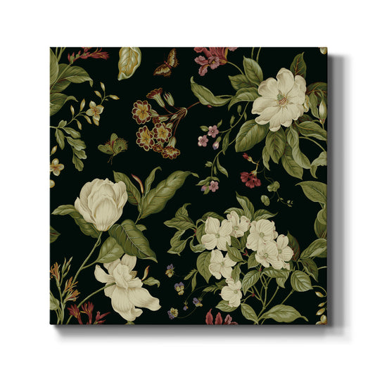 Garden Floral on Black I - Canvas Art Print