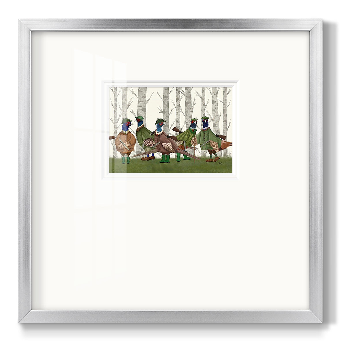 Pheasant Shooting Party Group 3 - Double Matboard Framed Print