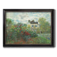 Impressionist garden landscape at Argenteuil by Claude Monet printed on canvas in an ornate black frame with gilded inner detail.