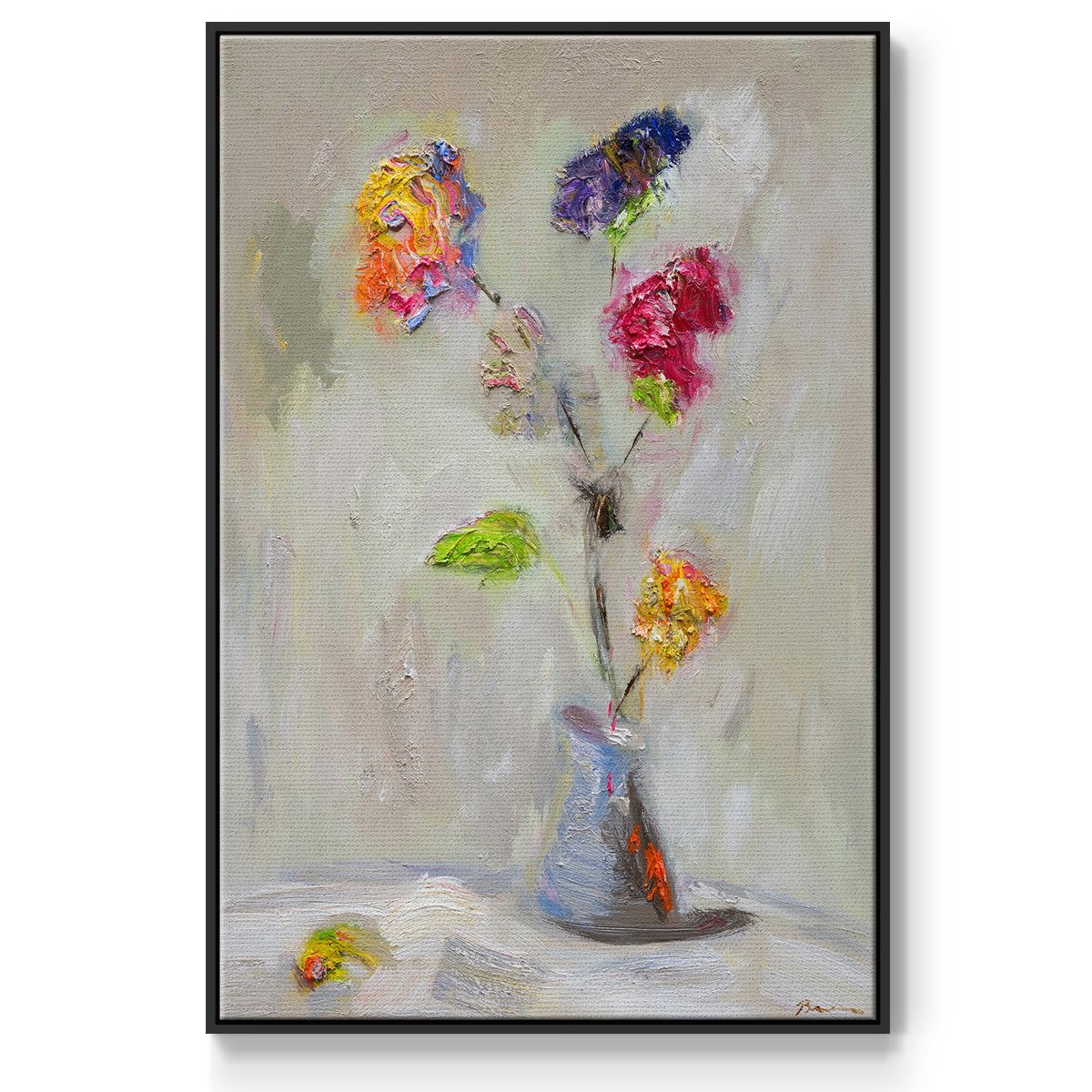 Neoplitan Floral - Framed Premium Gallery Wrapped Canvas L Frame - Ready to Hang