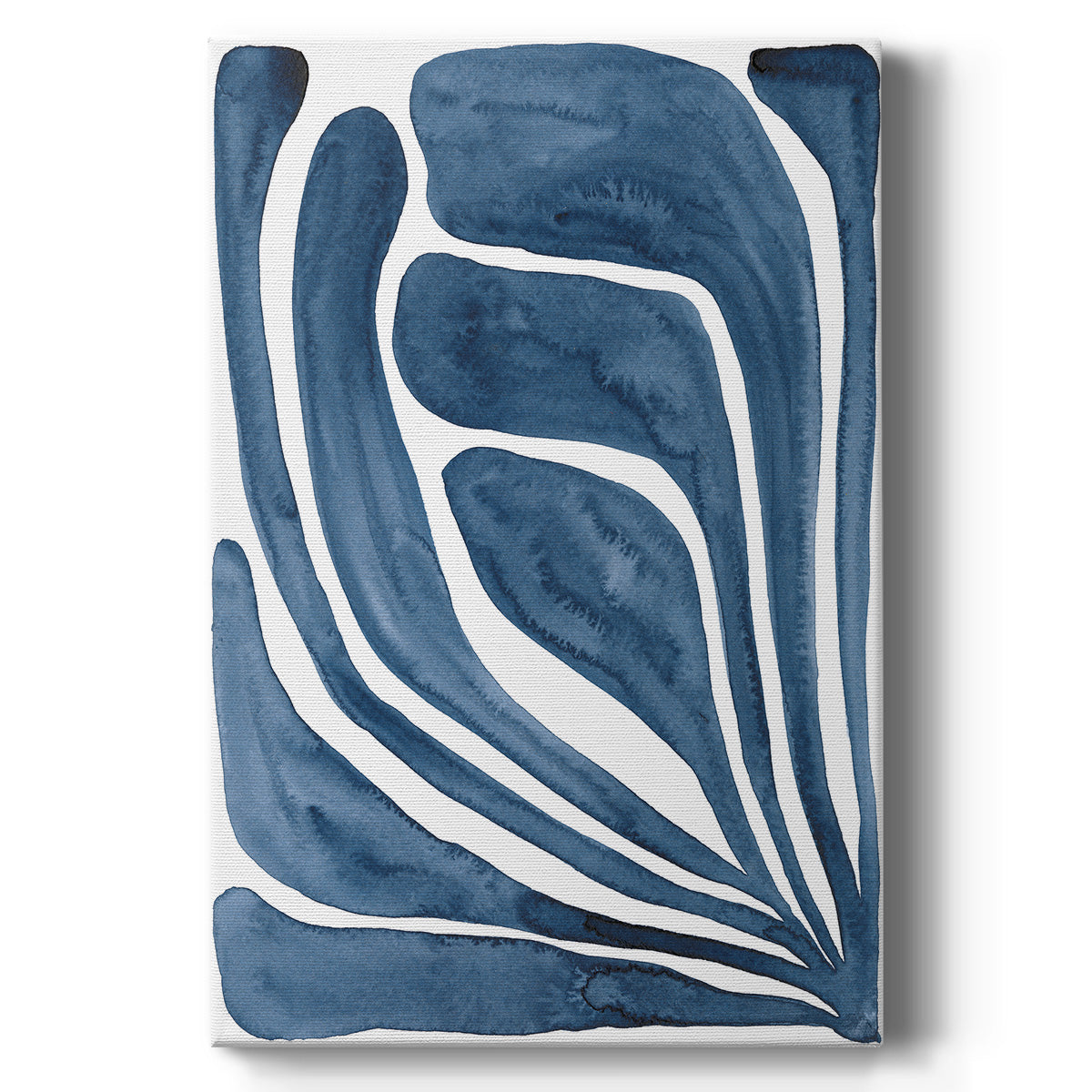 Blue Stylized Leaf I Premium Gallery Wrapped Canvas - Ready to Hang