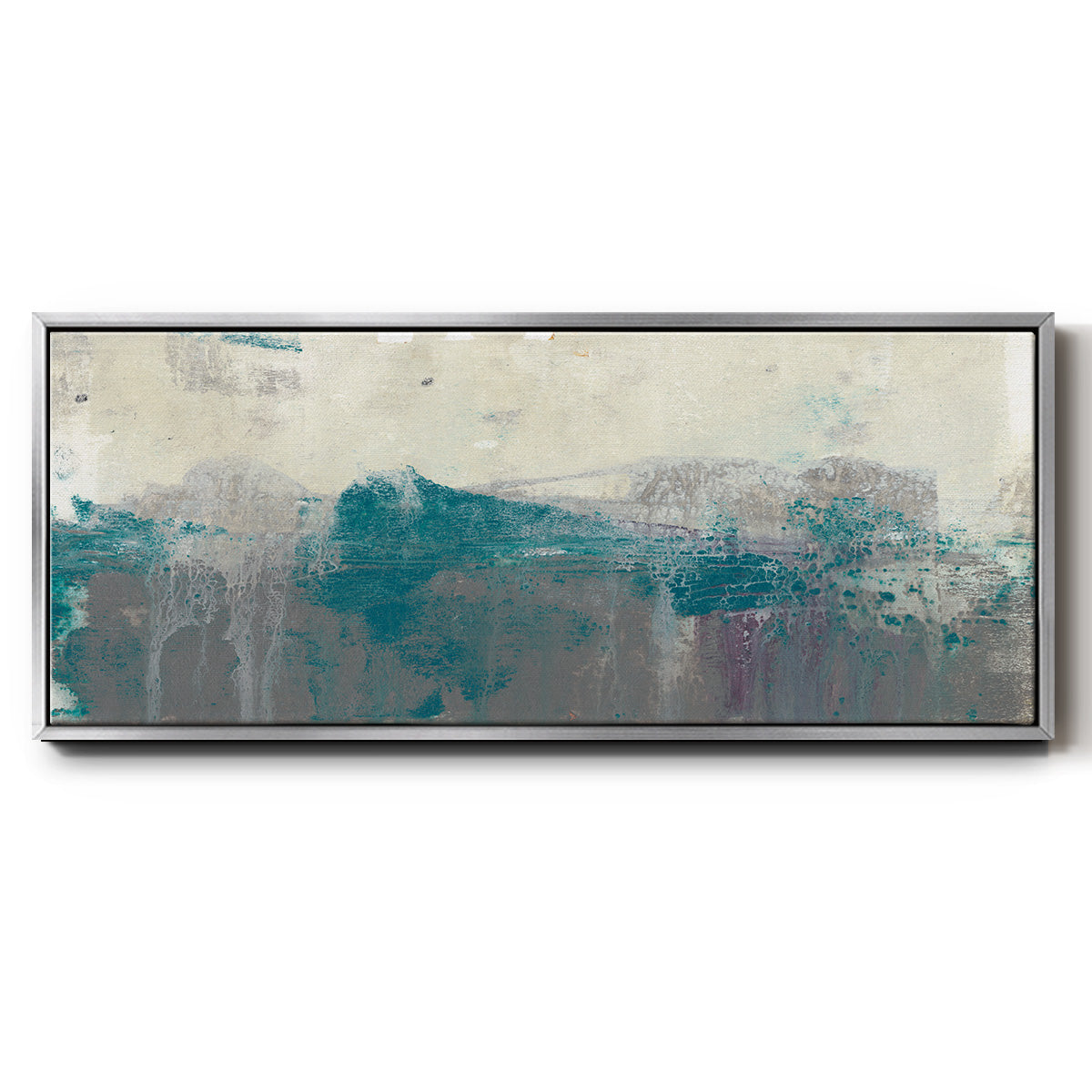 Teal Range II - Floater Framed Canvas Print
