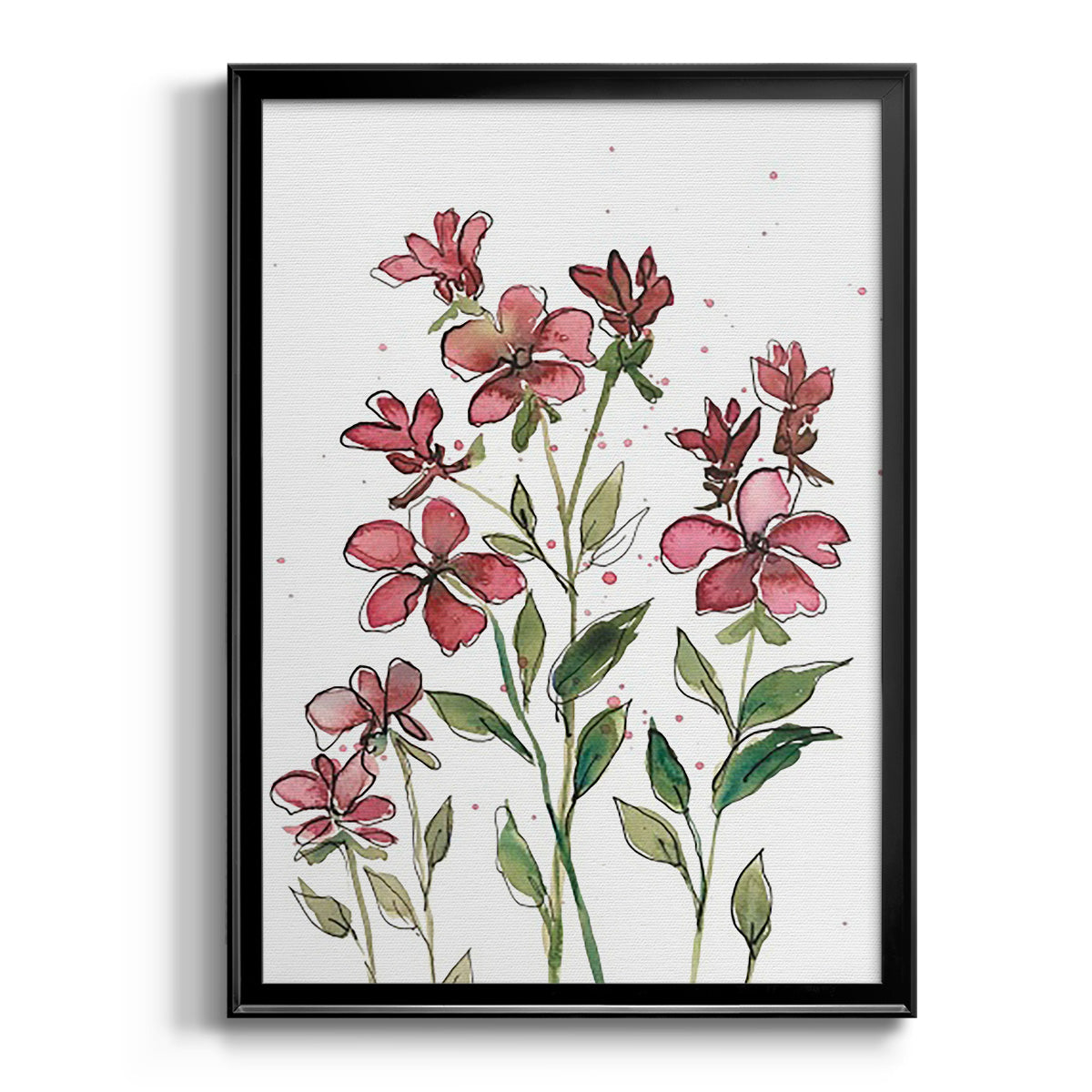 Watercolor Floral Stems II - Modern Framed Canvas Print