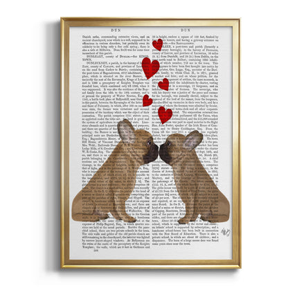 French Kiss and Hearts - Modern Framed Canvas Print