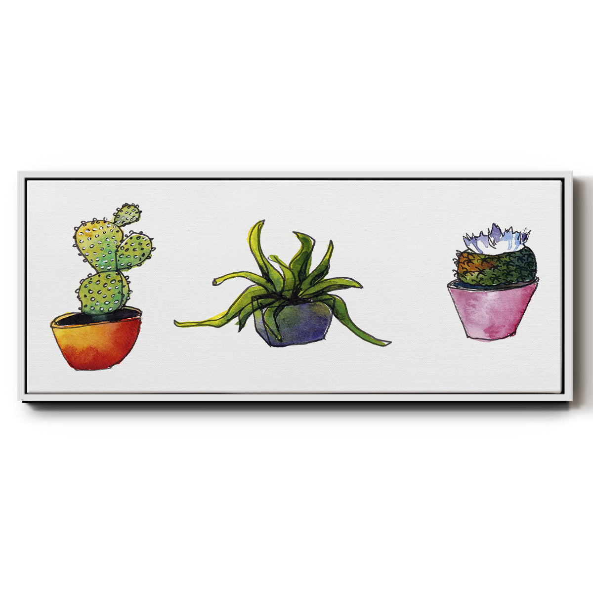Vibing Succulents I - Floater Framed Canvas Print