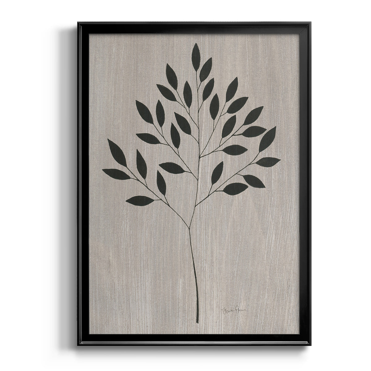 Leaves and Wood I - Modern Framed Canvas Print