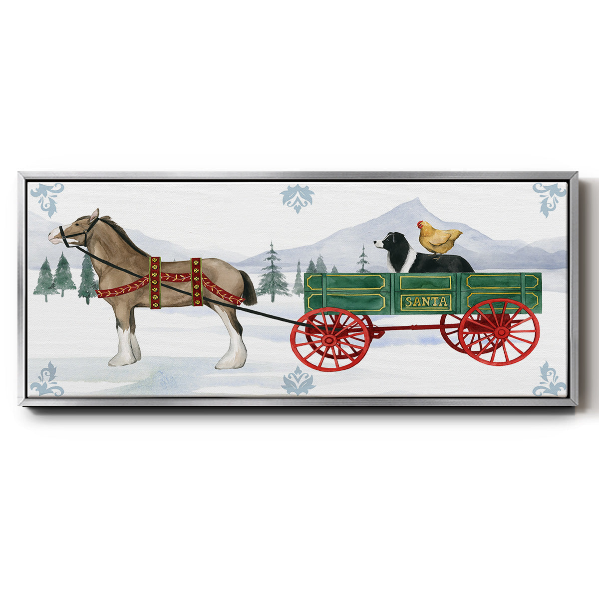 Santa's Farm Collection C - Floater Framed Canvas Print