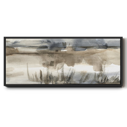 BlueGrey Marsh I - Floater Framed Canvas Print