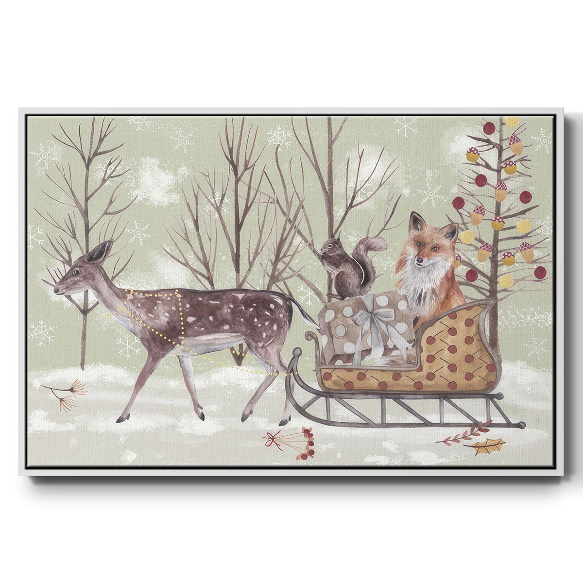 Christmas Time Collection A - Framed Gallery Wrapped Canvas in Floating Frame