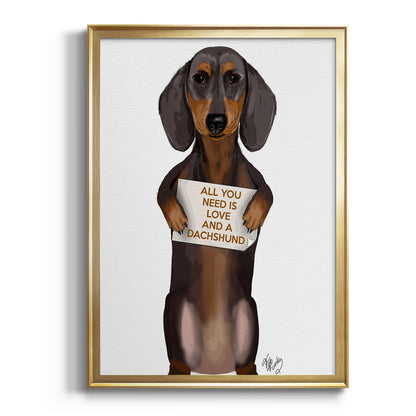 Love and Dachshund - Modern Framed Canvas Print