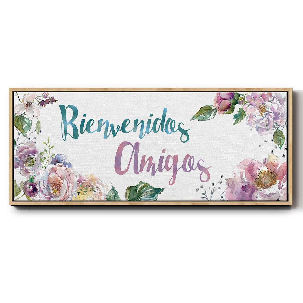 Bienvenidos Amigos - Floater Framed Canvas Print
