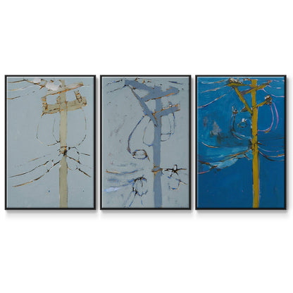 Wires IV - Framed Premium Gallery Wrapped Canvas L Frame 3 Piece Set - Ready to Hang