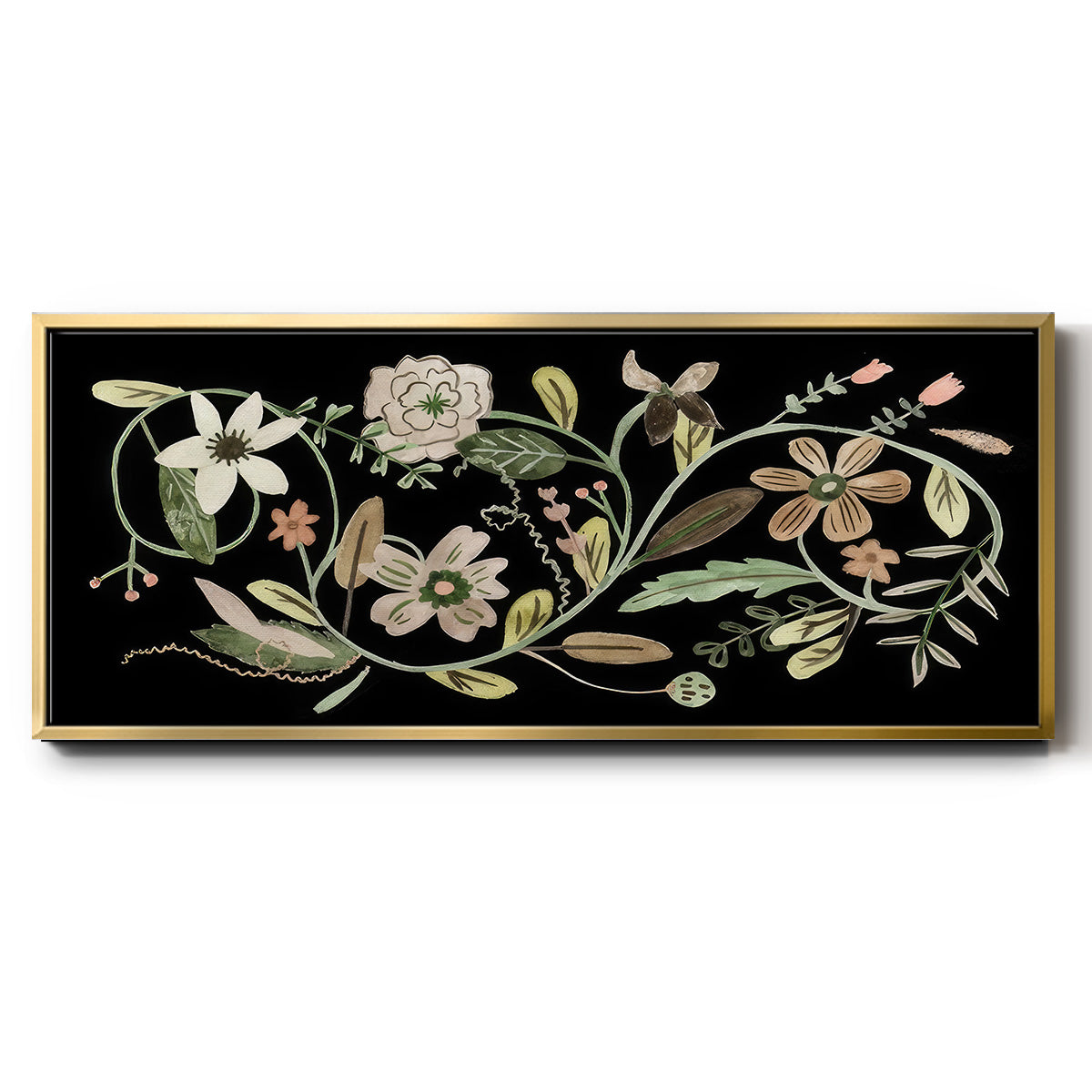 Pressed Flowers II - Floater Framed Canvas Print
