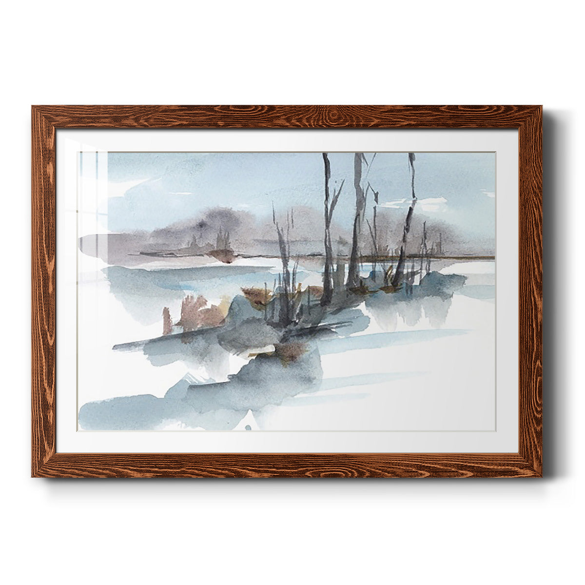 Winter Stream Watercolor I - Barnwood Framed Art Print