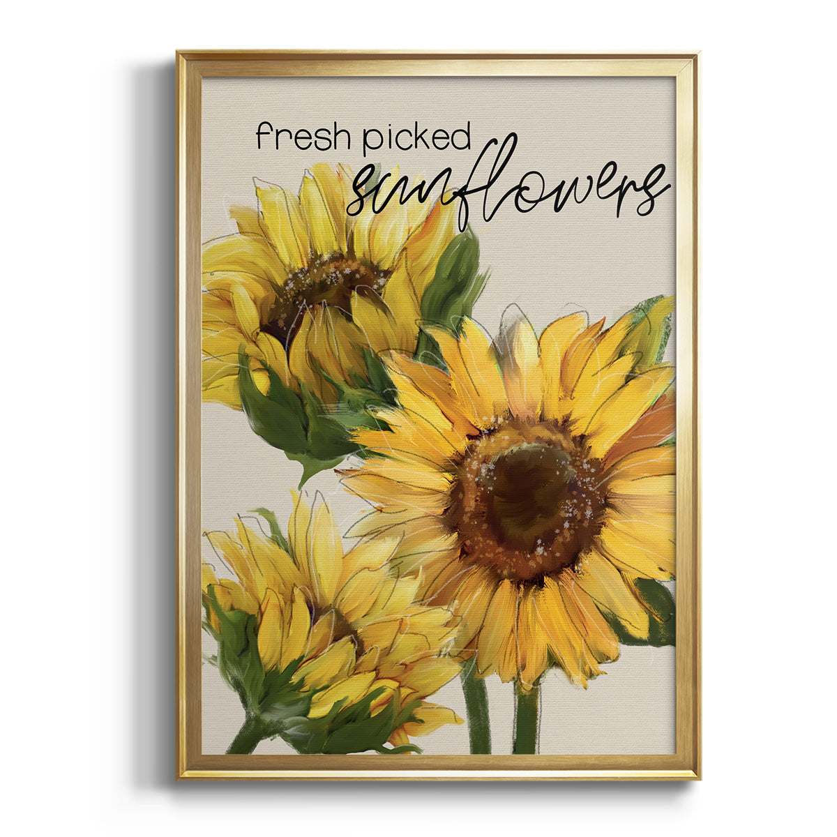 Fresh Picked Sunflowers - Modern Framed Canvas Print