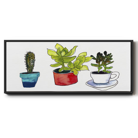 Vibing Succulents II - Floater Framed Canvas Print