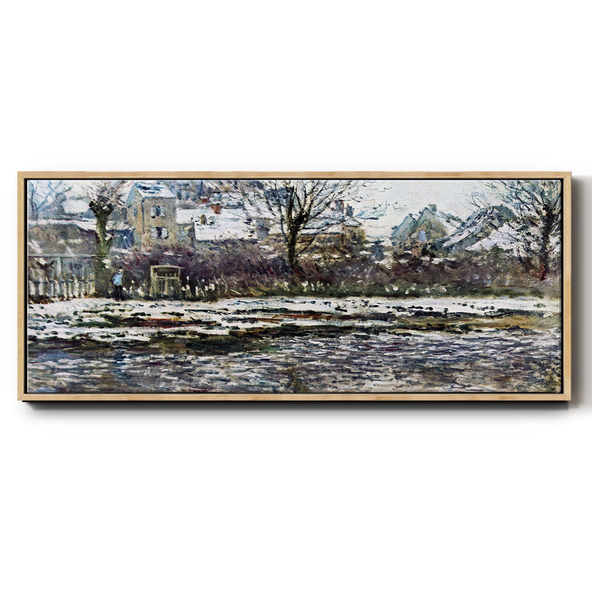Snow in Vétheuil - Floater Framed Canvas Print