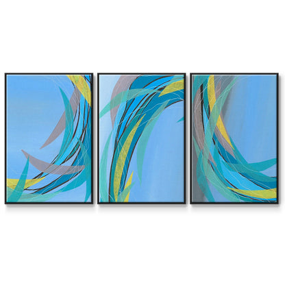 Circulating Flow I - Framed Premium Gallery Wrapped Canvas L Frame 3 Piece Set - Ready to Hang