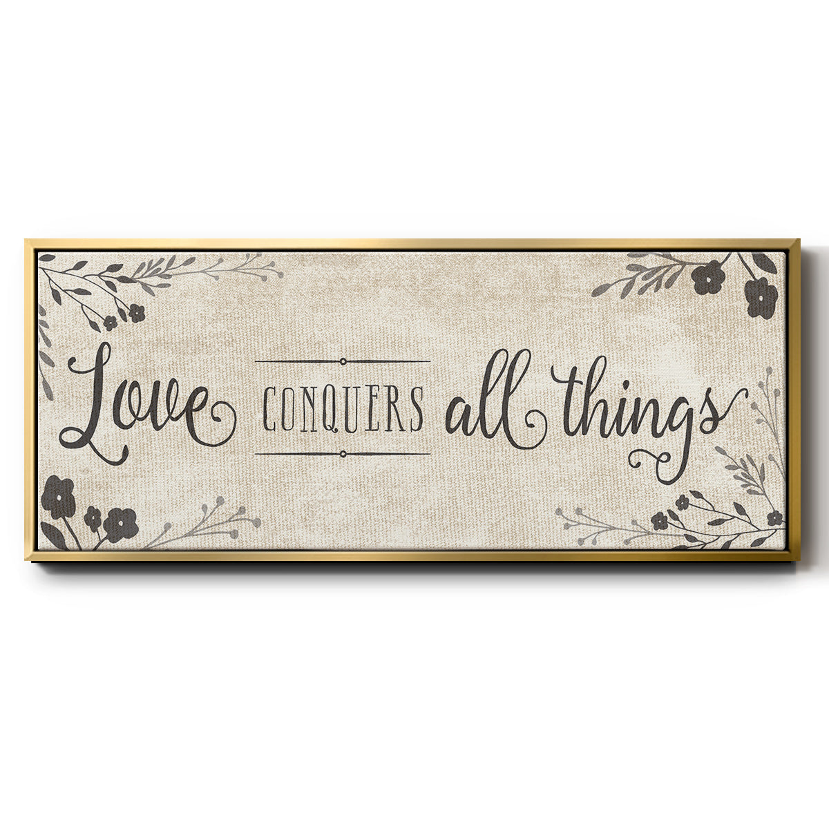 Love Conquers - Floater Framed Canvas Print