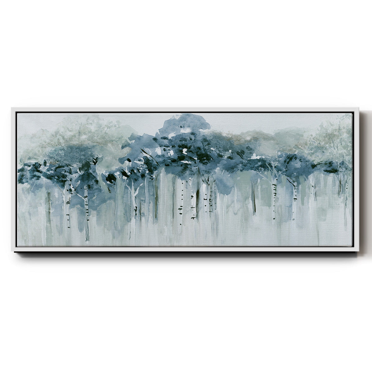 Blue Birch Morning - Floater Framed Canvas Print