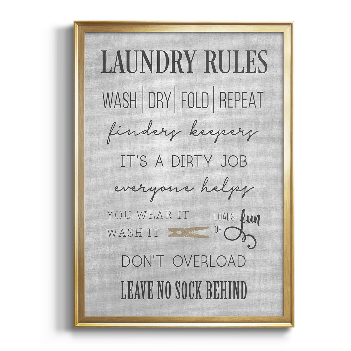 Neutral Laundry Rules - Modern Framed Canvas Print