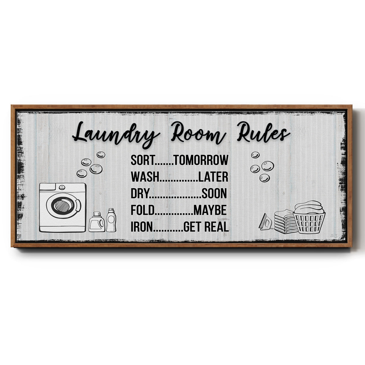 Laundry Room Rules - Floater Framed Canvas Print
