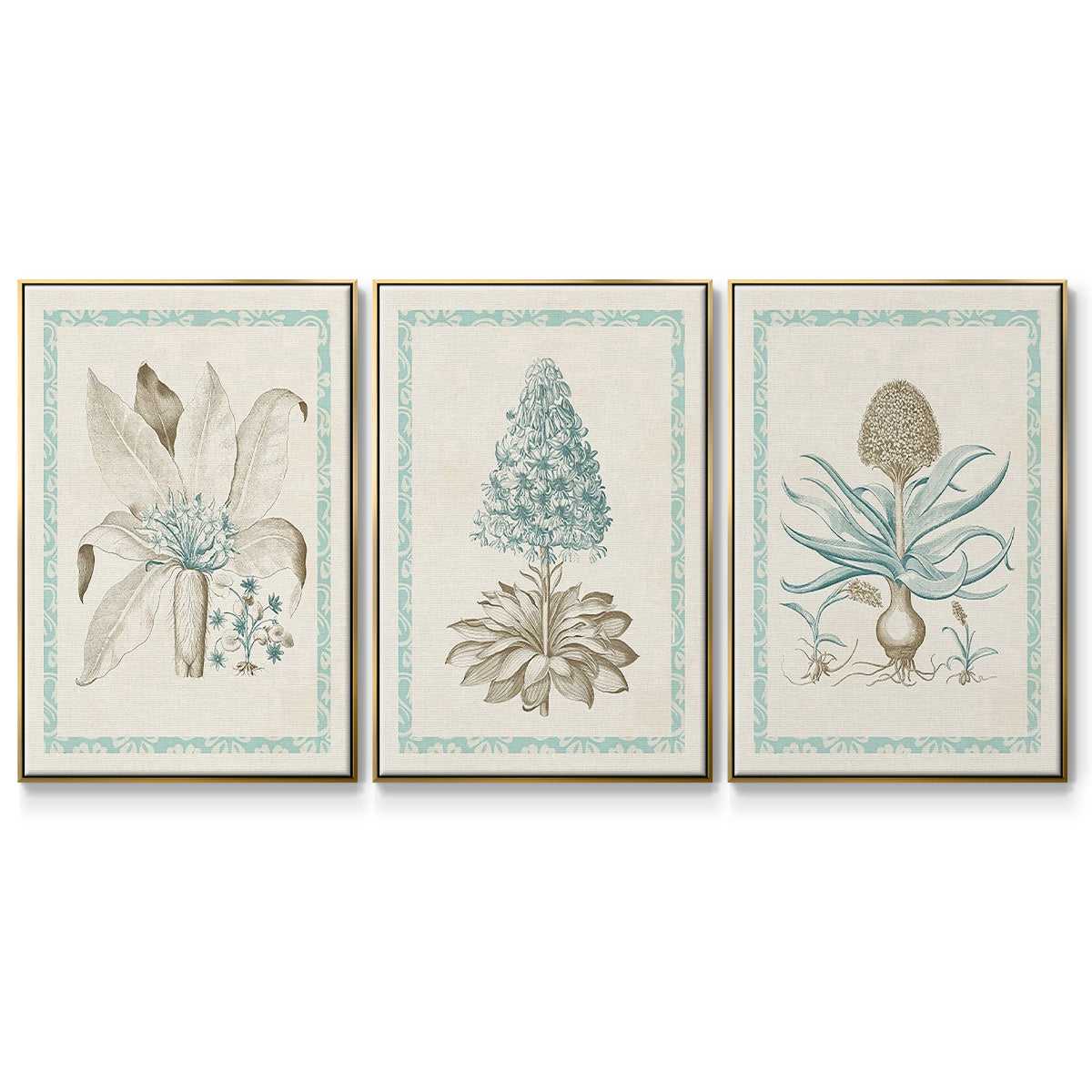 Willow Blue Besler IV - Framed Premium Gallery Wrapped Canvas L Frame 3 Piece Set - Ready to Hang