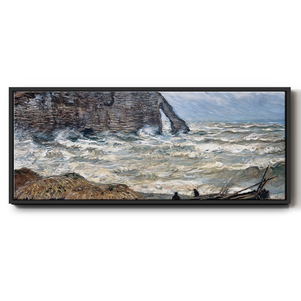 The Manneport, Étretat, Rough Sea, 1883 - Floater Framed Canvas Print