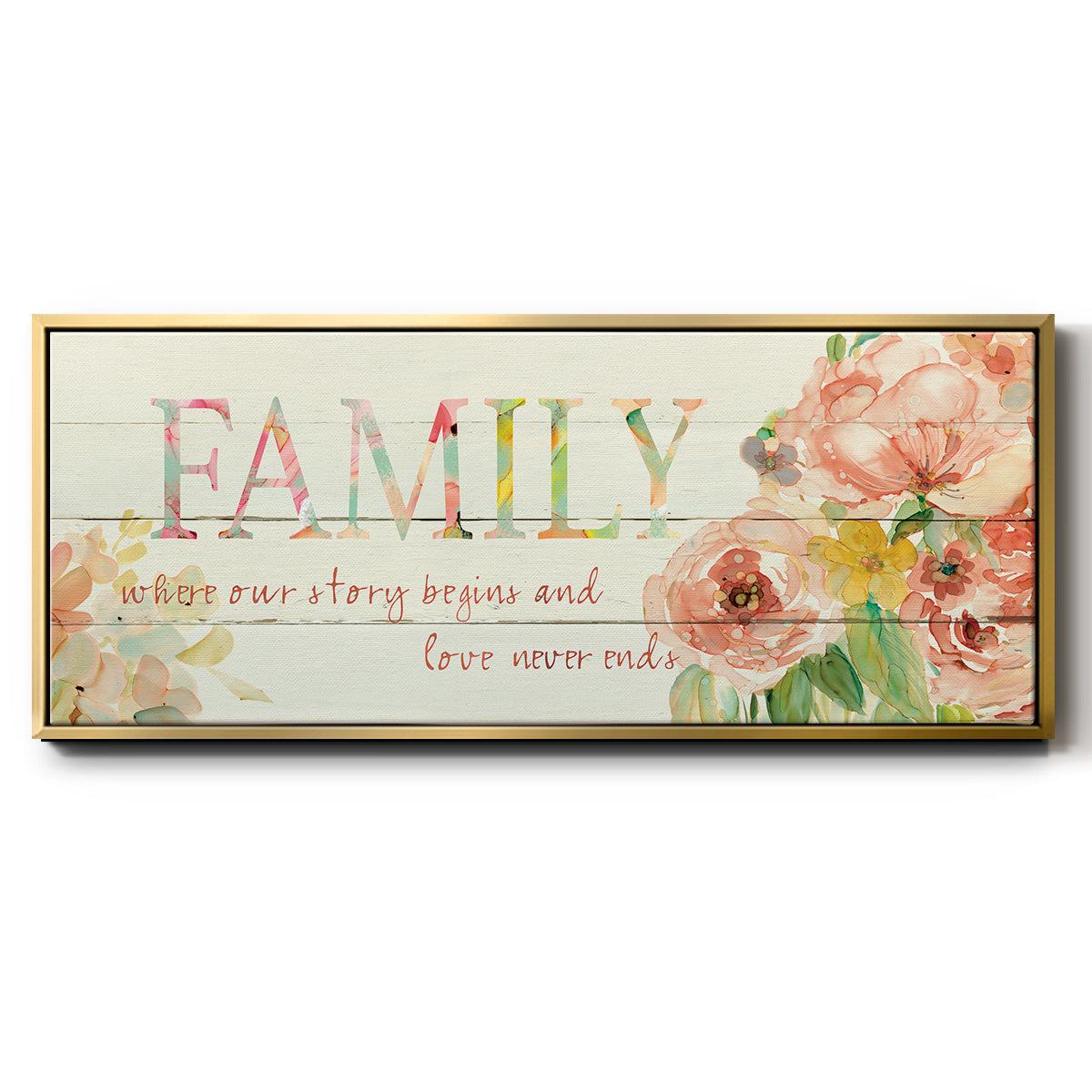 Family Where Our Story Begins - Floater Framed Canvas Print