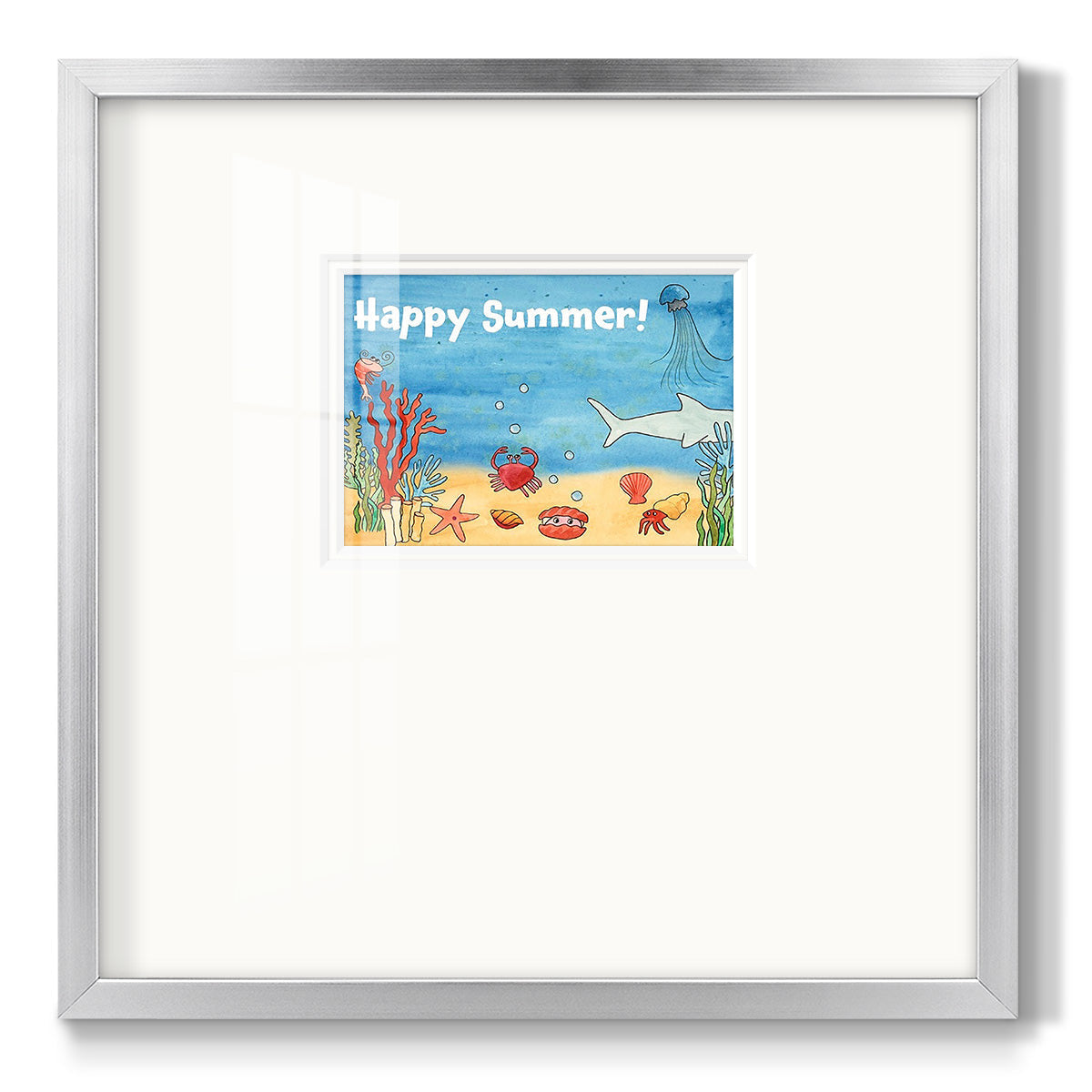 Cute Sea Creatures I - Double Matboard Framed Print