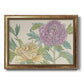 Contemporary peony flower illustration printed on canvas in an ornate vintage gold frame.
