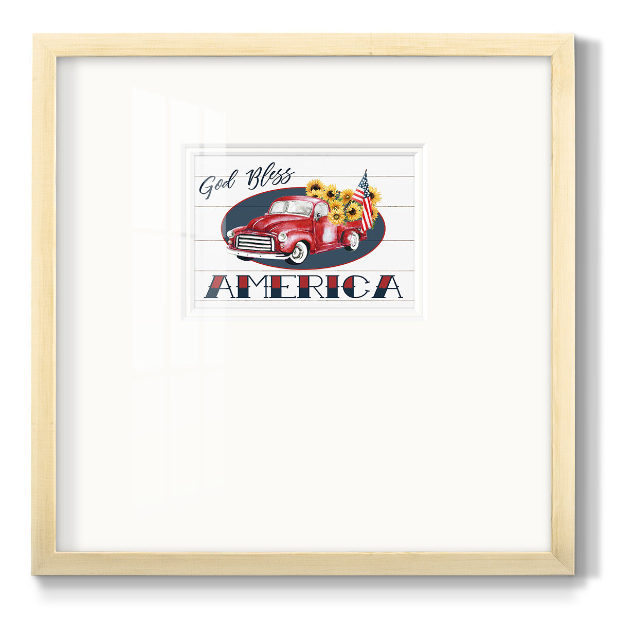 God Bless America Truck Premium Framed Print Double Matboard