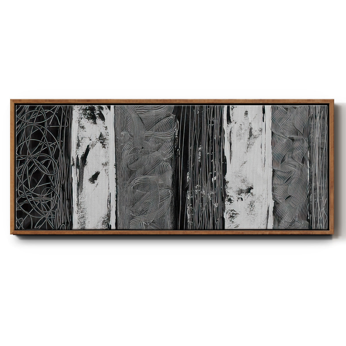 Printed Brushed Nickel Abstract I - Floater Framed Canvas Print
