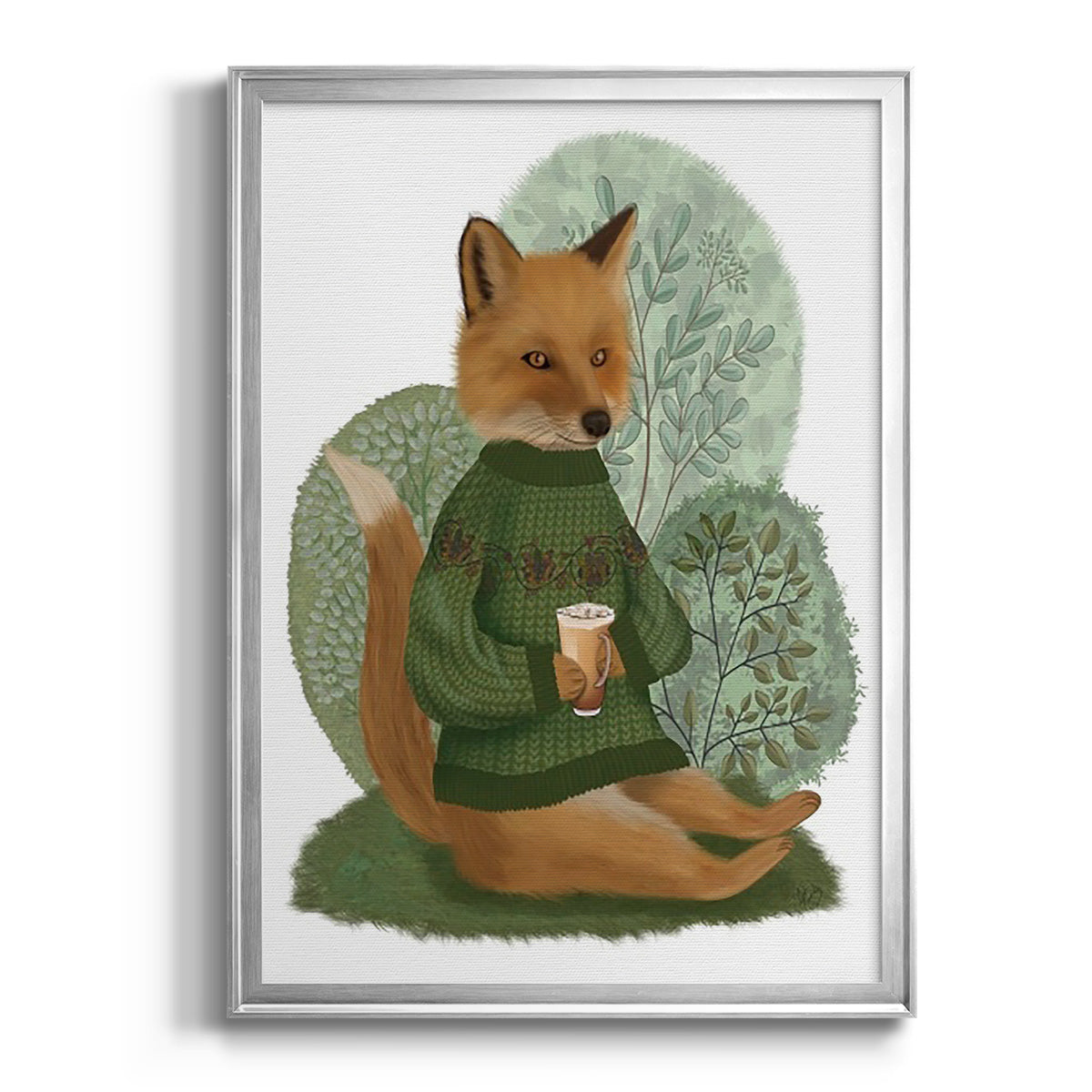 Latte Fox in Sweater - Modern Framed Canvas Print