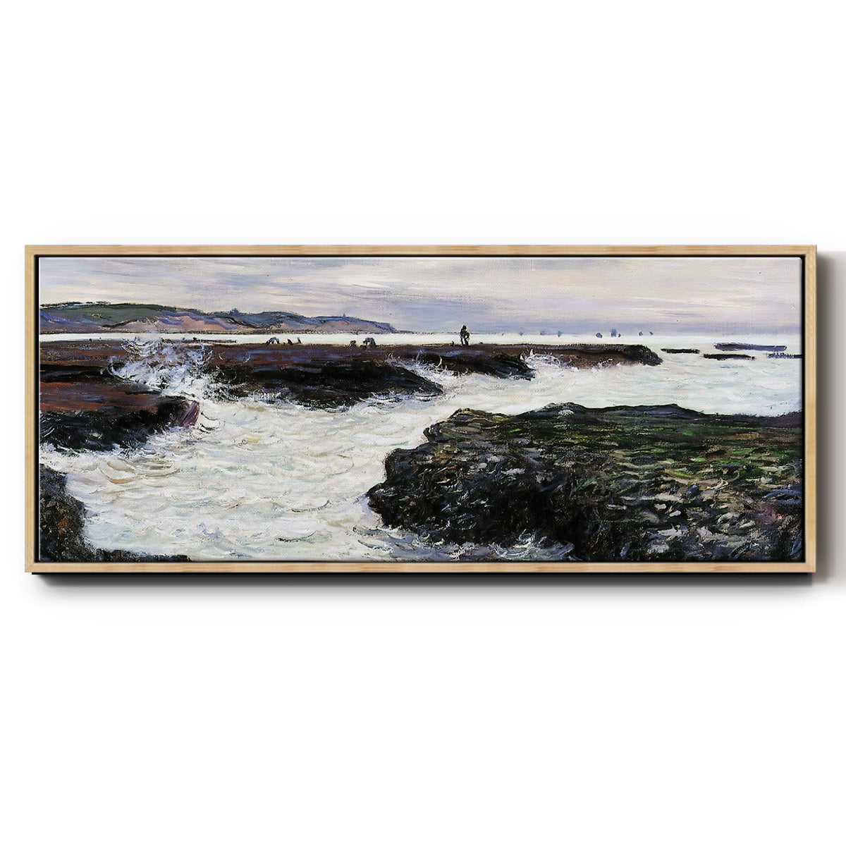 The Rocks at Pourville, Low Tide, 1882 - Floater Framed Canvas Print