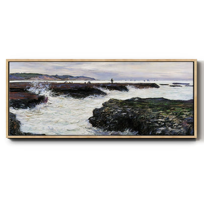 The Rocks at Pourville, Low Tide, 1882 - Floater Framed Canvas Print