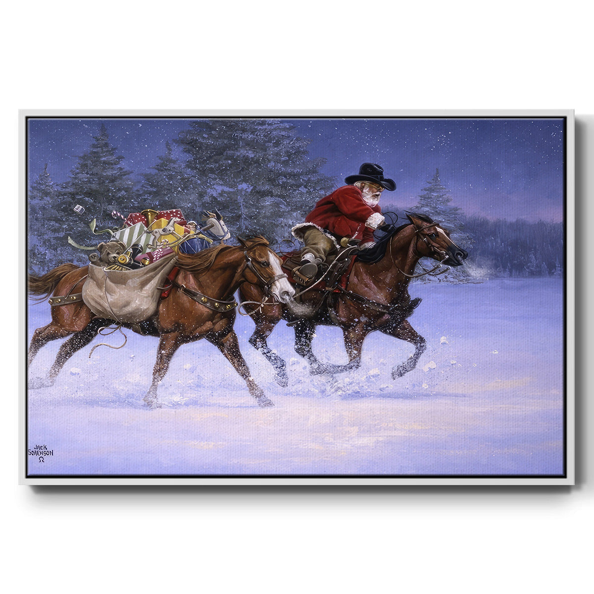 Christmas Rush - Floater Framed Canvas Print